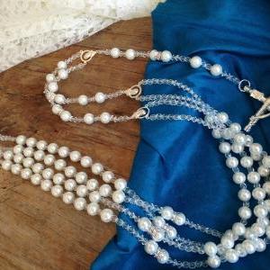 White Pearls Crystal Wedding Lasso/ Lazo/laso