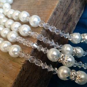 White Pearls Crystal Wedding Lasso/ Lazo/laso